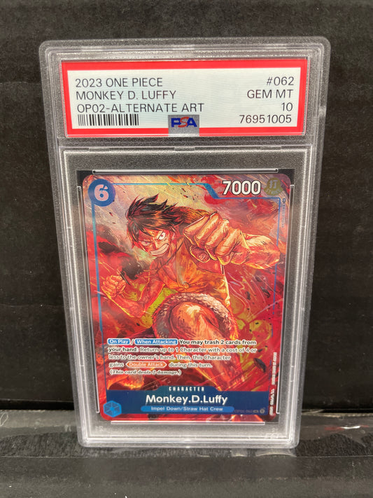 One Piece TCG Luffy AA OP02-062 PSA 10