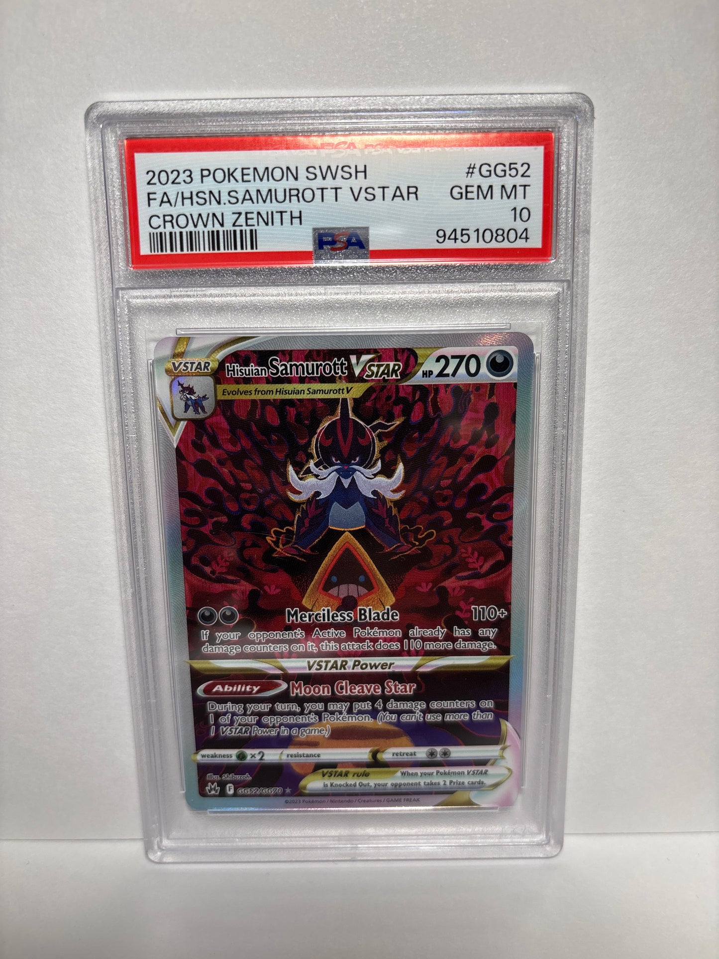 Pokemon Hisuian Samurott VSTAR GG52/GG70 PSA 10