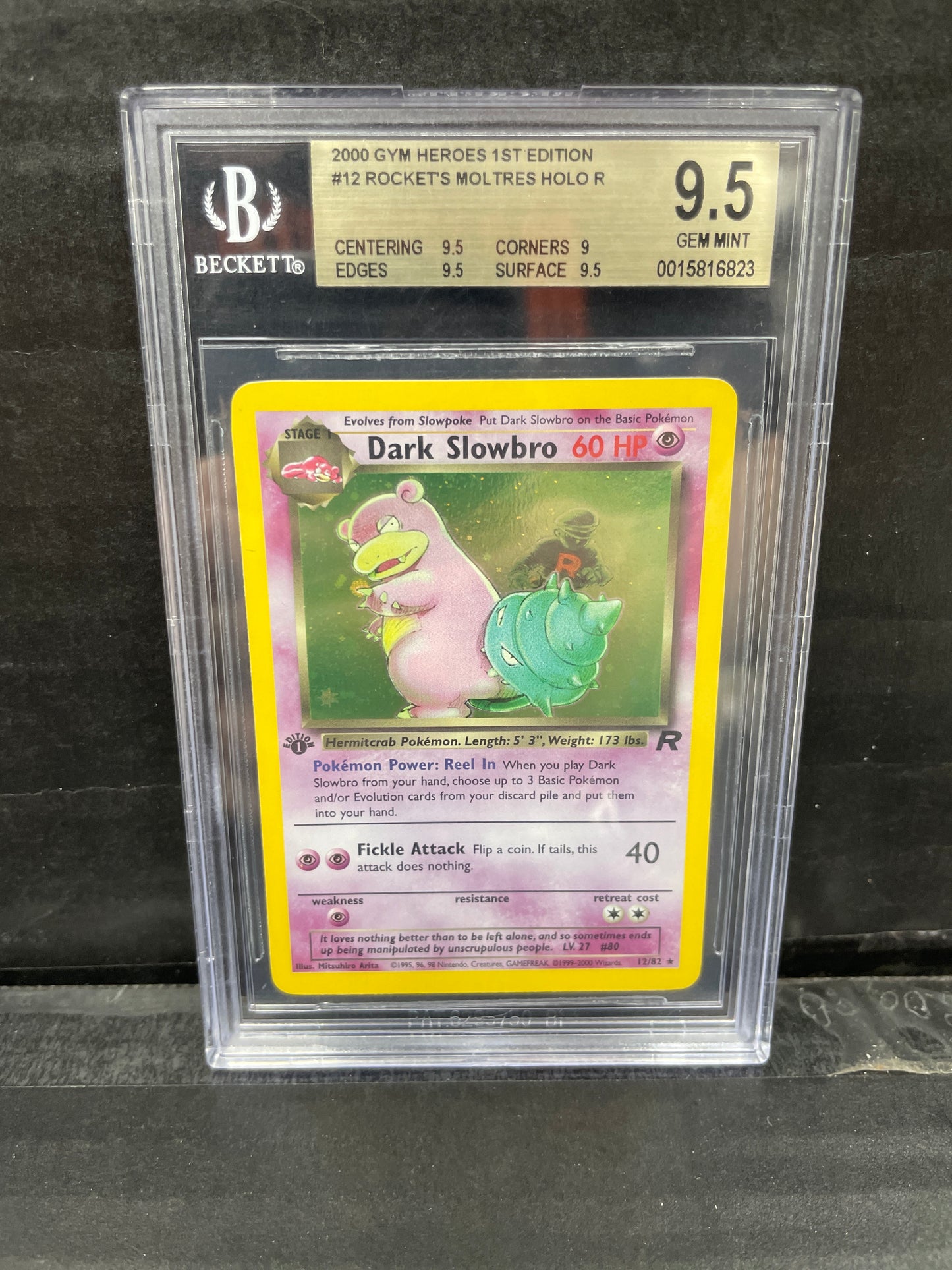 Pokemon Dark Slowbro 12/82 1st Edition Beckett 9.5