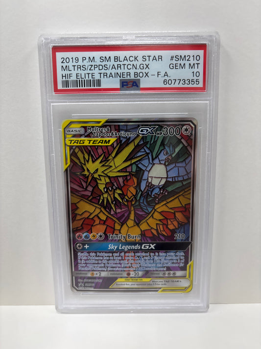 Pokemon Moltres & Zapdos & Articuno GX SM210 PSA 10