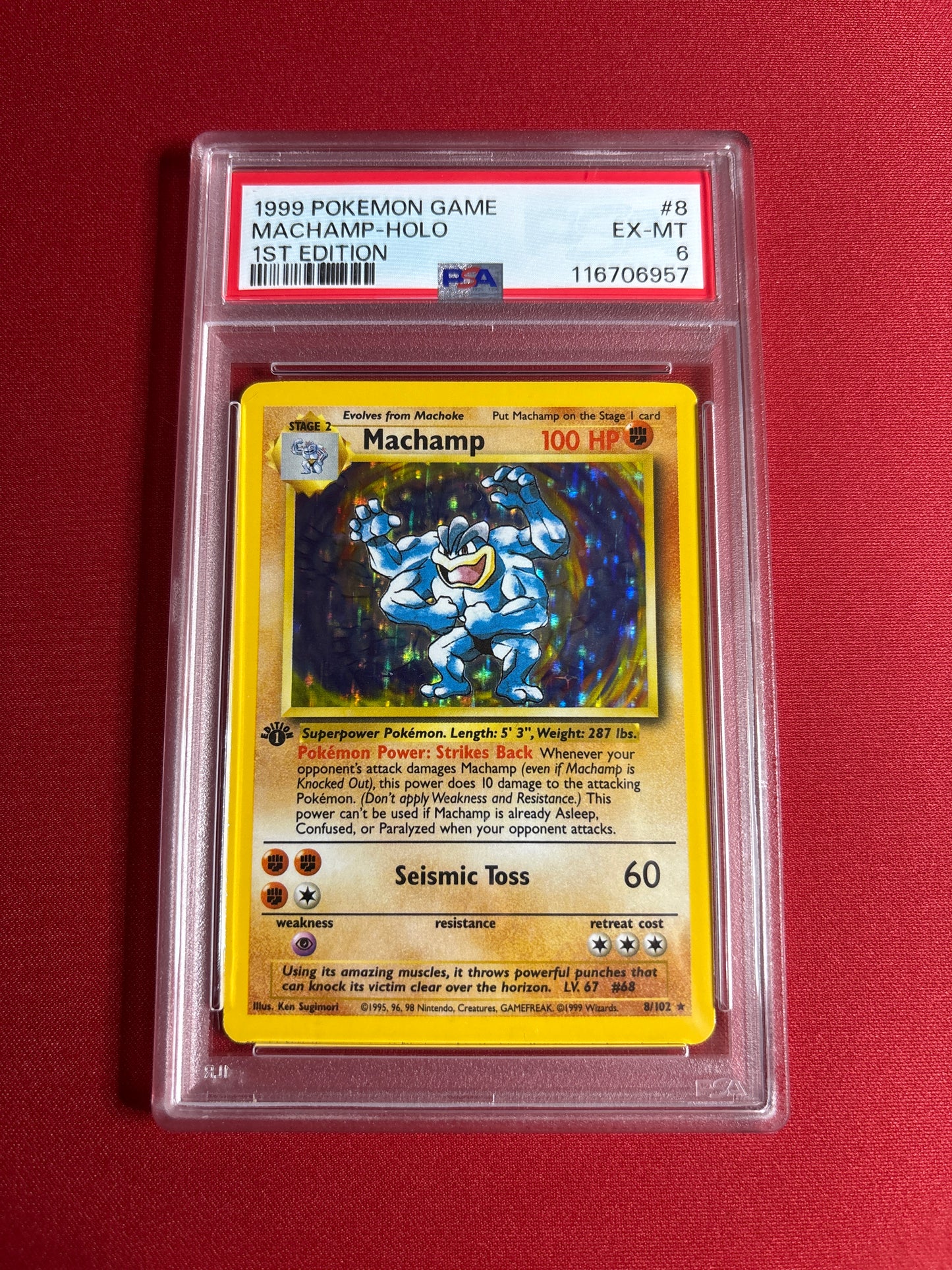 Pokemon Machamp 8/102 1st Edition PSA 6