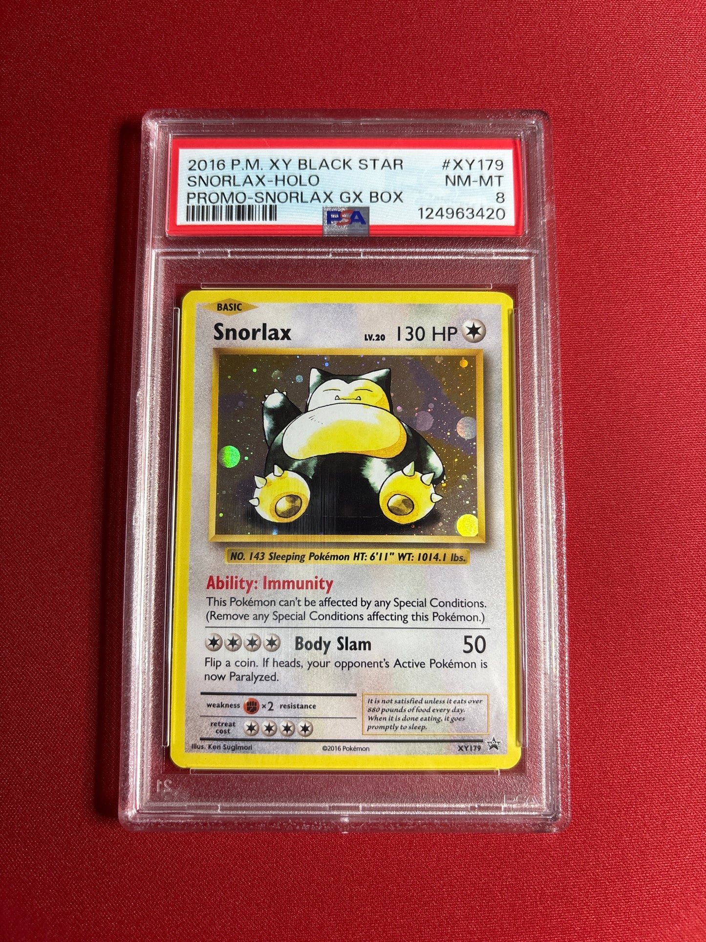 Pokemon Snorlax XY179 (2016) PSA 8