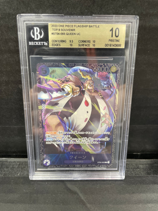 One Piece TCG Queen JP AA ST04-005 Top 8 Souvenir Beckett 10