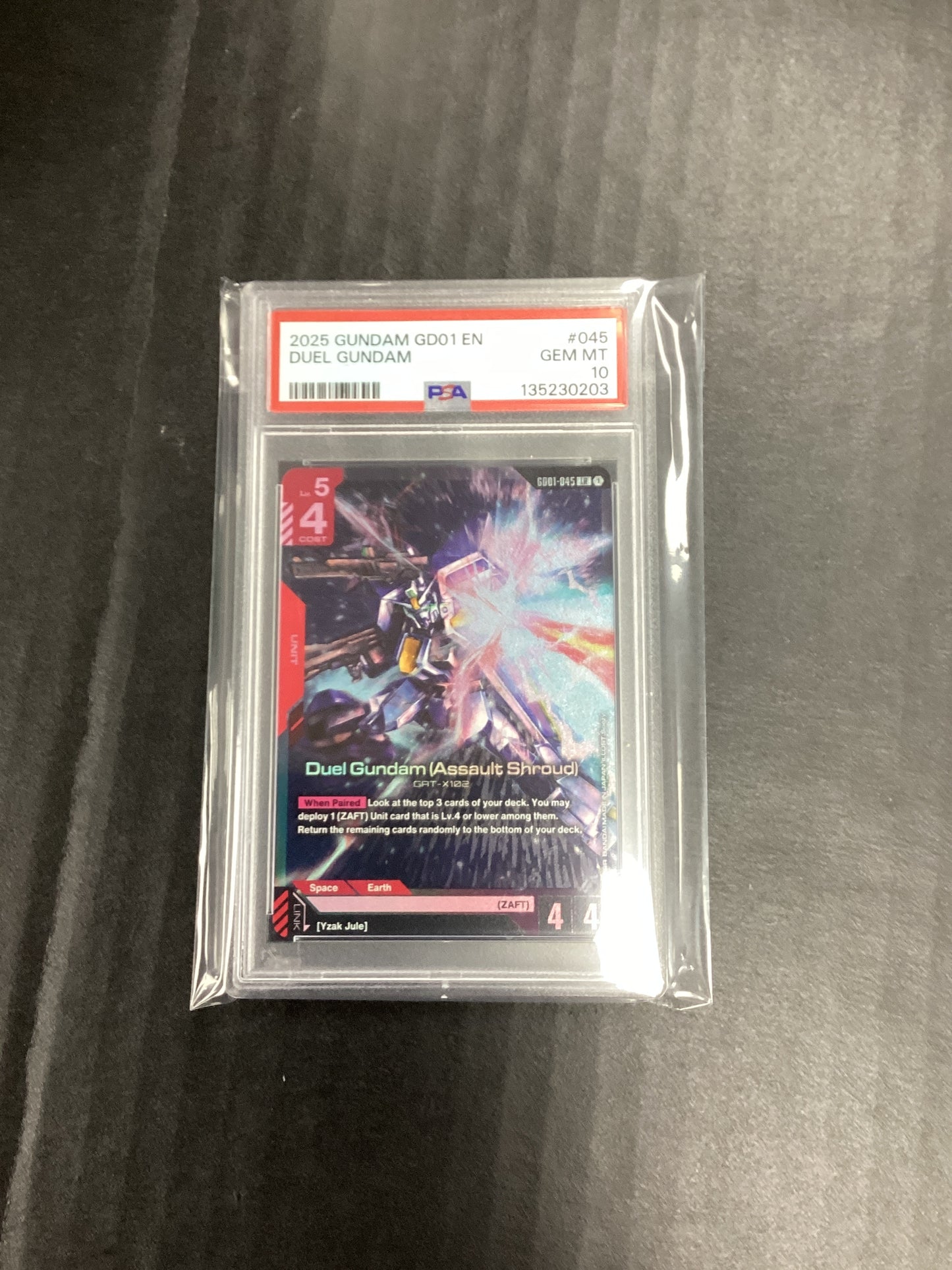 2025 Gundam Card Game Duel Gundam (Assault Shroud) GD01-045 LR PSA 10