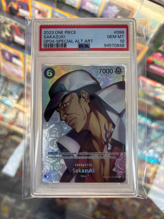 One Piece Card Game Sakazuki OP02-099 PSA 10