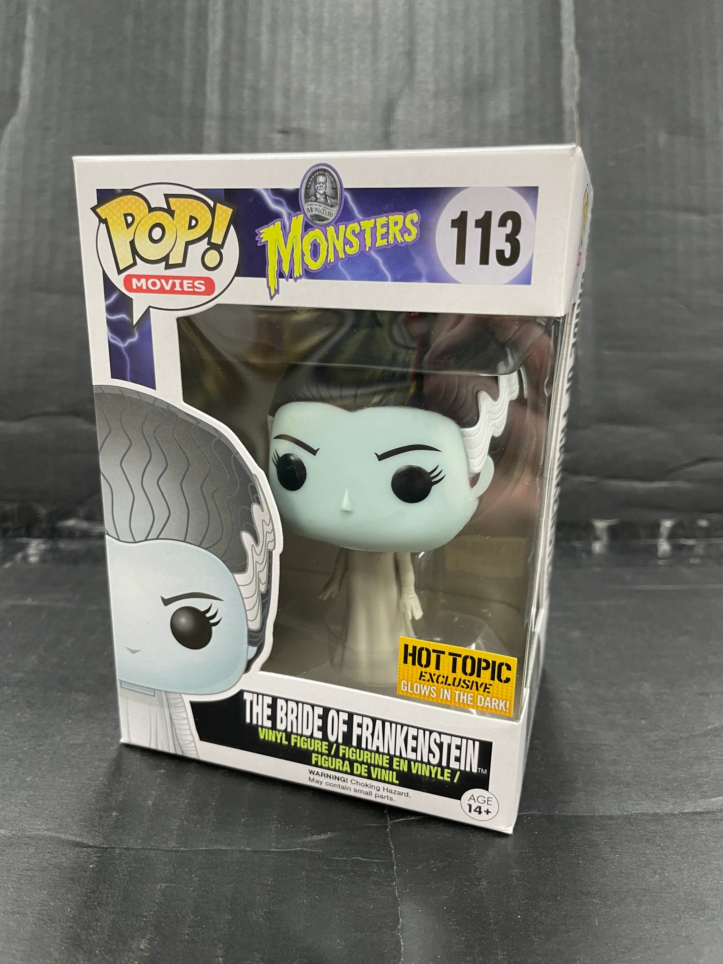 Funko Pop! Movies Universal Monster The Bride of Frankenstein 113 Hot Topic Exclusive Glow in the Dark (Grade A)