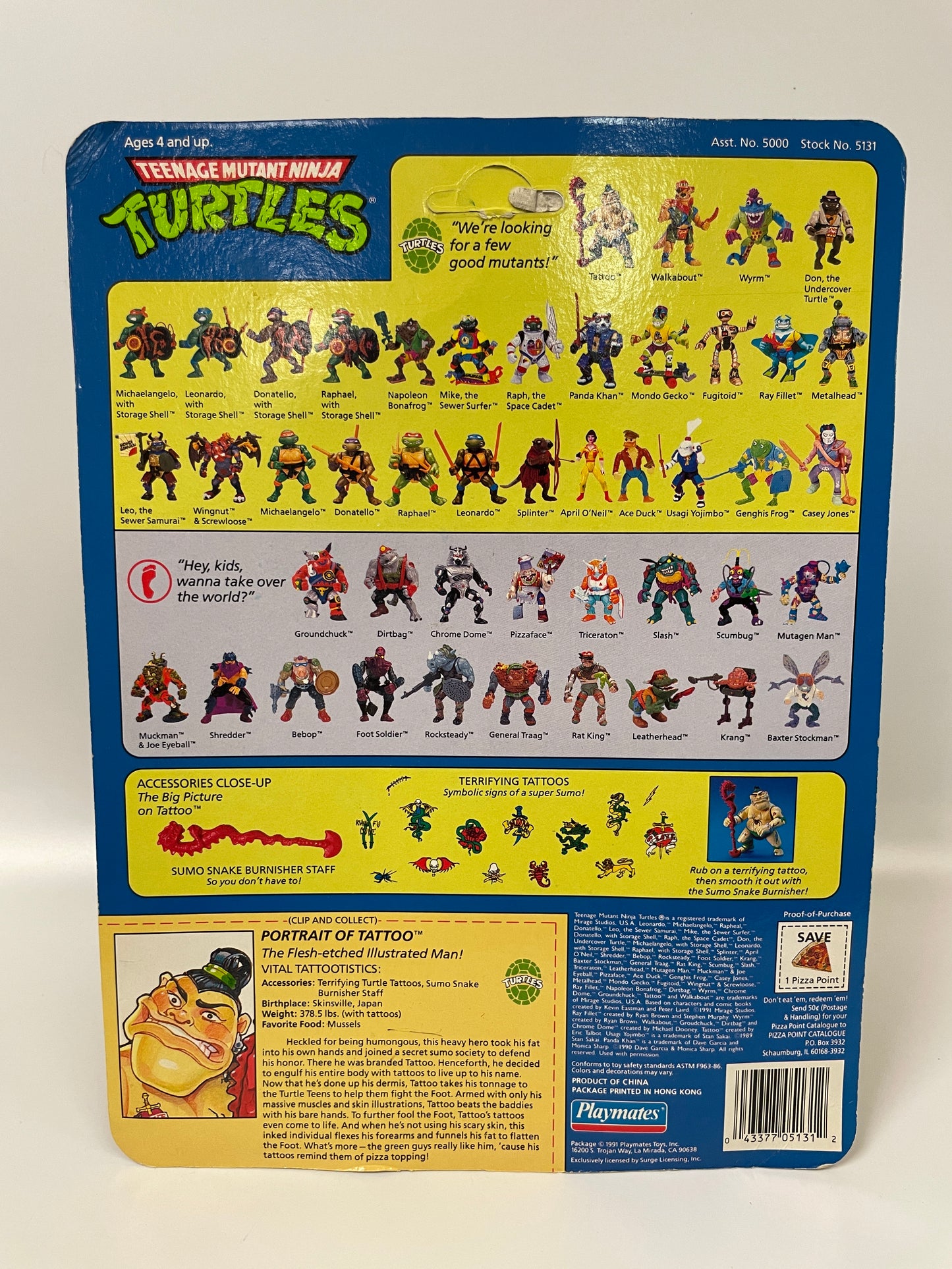 Teenage Mutant Ninja Turtles Tattoo Playmates 1991 Vintage