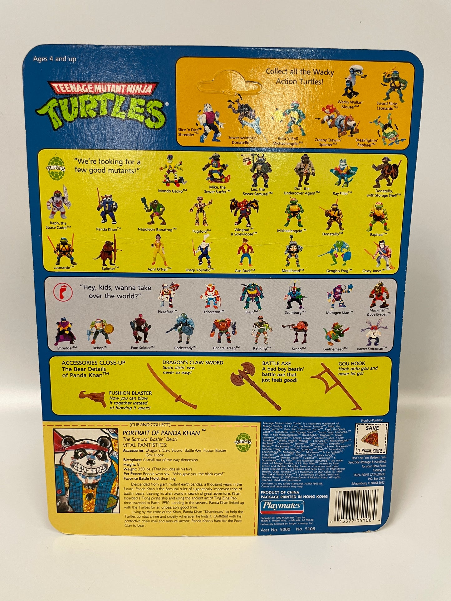 Teenage Mutant Ninja Turtles Panda Khan Playmates 1990 Vintage