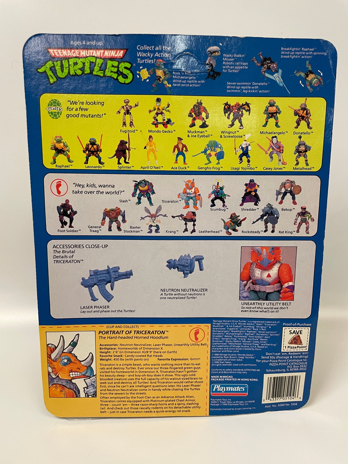 Teenage Mutant Ninja Turtles Triceraton Playmates 1990 Vintage