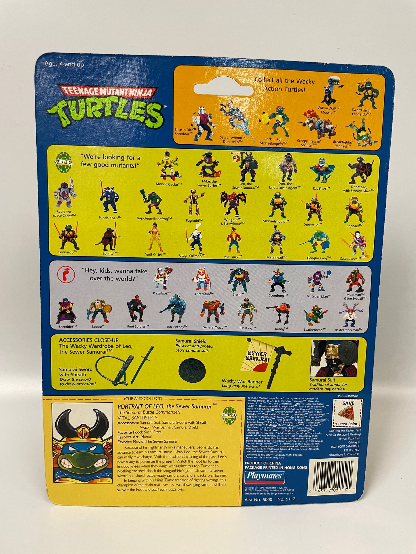 Teenage Mutant Ninja Turtles Leo the Sewer Samurai Playmates 1990 Vintage