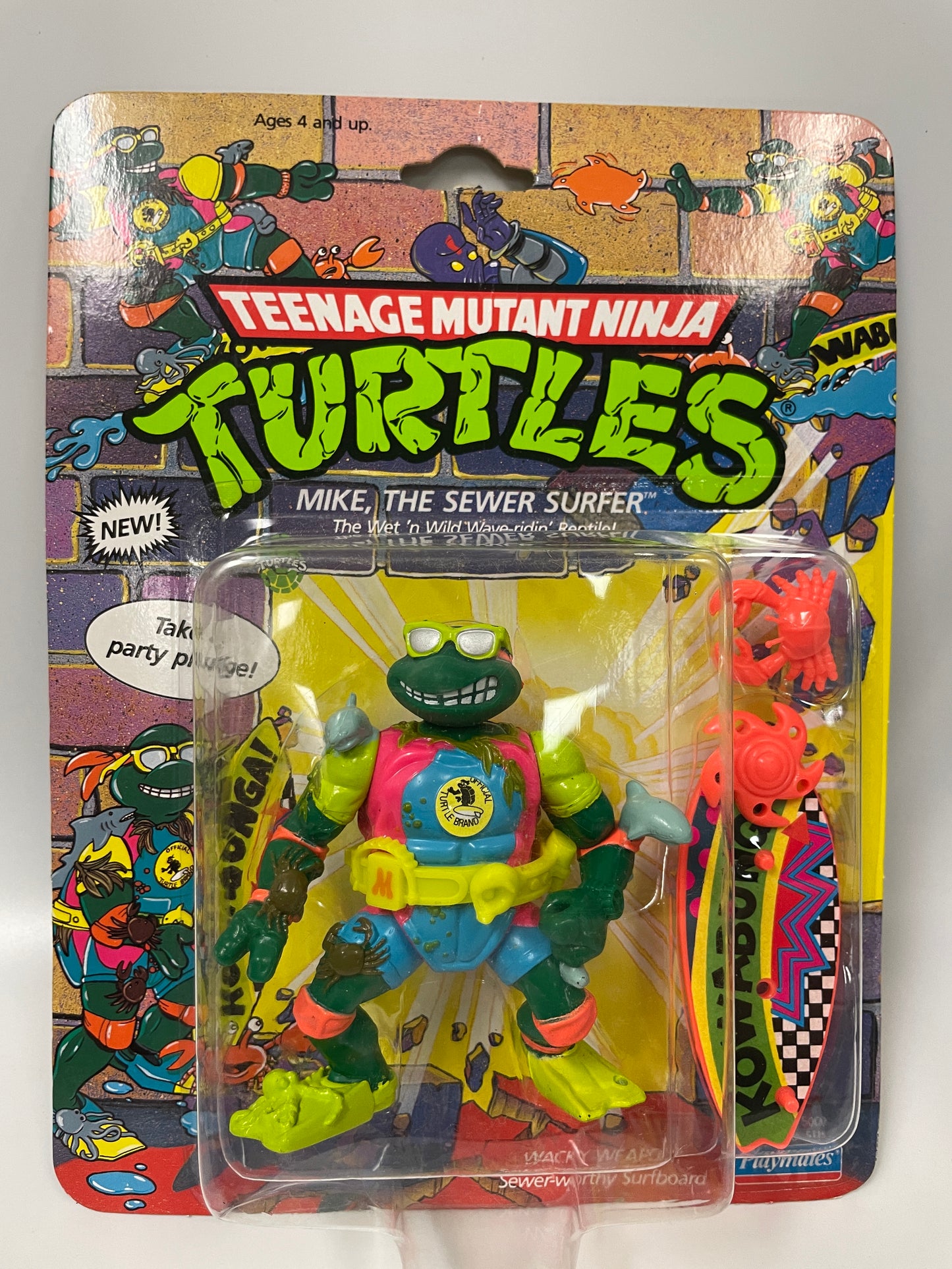 Teenage Mutant Ninja Turtles Mike the Sewer Surfer Playmates 1990 Vintage