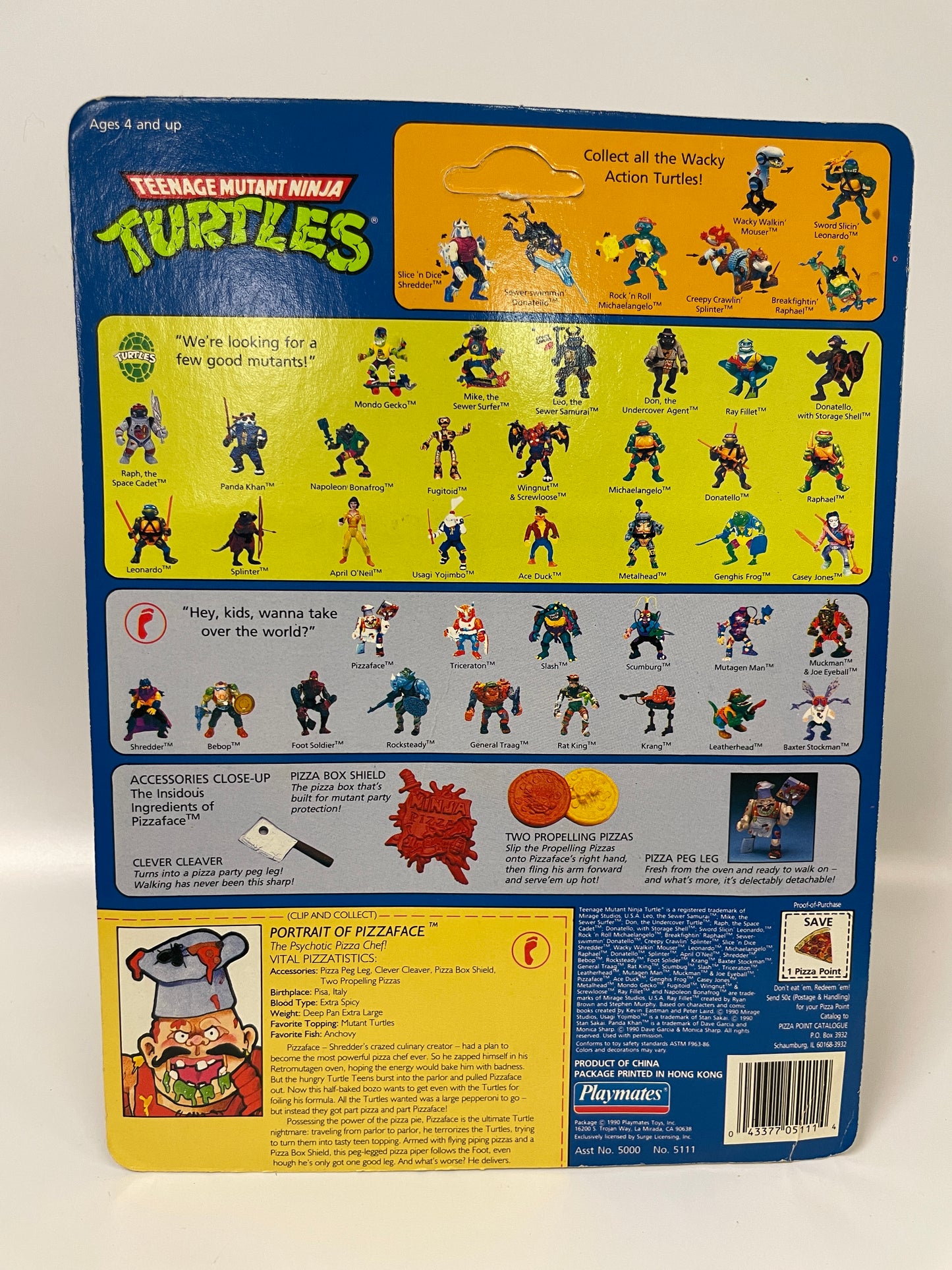 Teenage Mutant Ninja Turtles Pizzaface Playmates 1990 Vintage