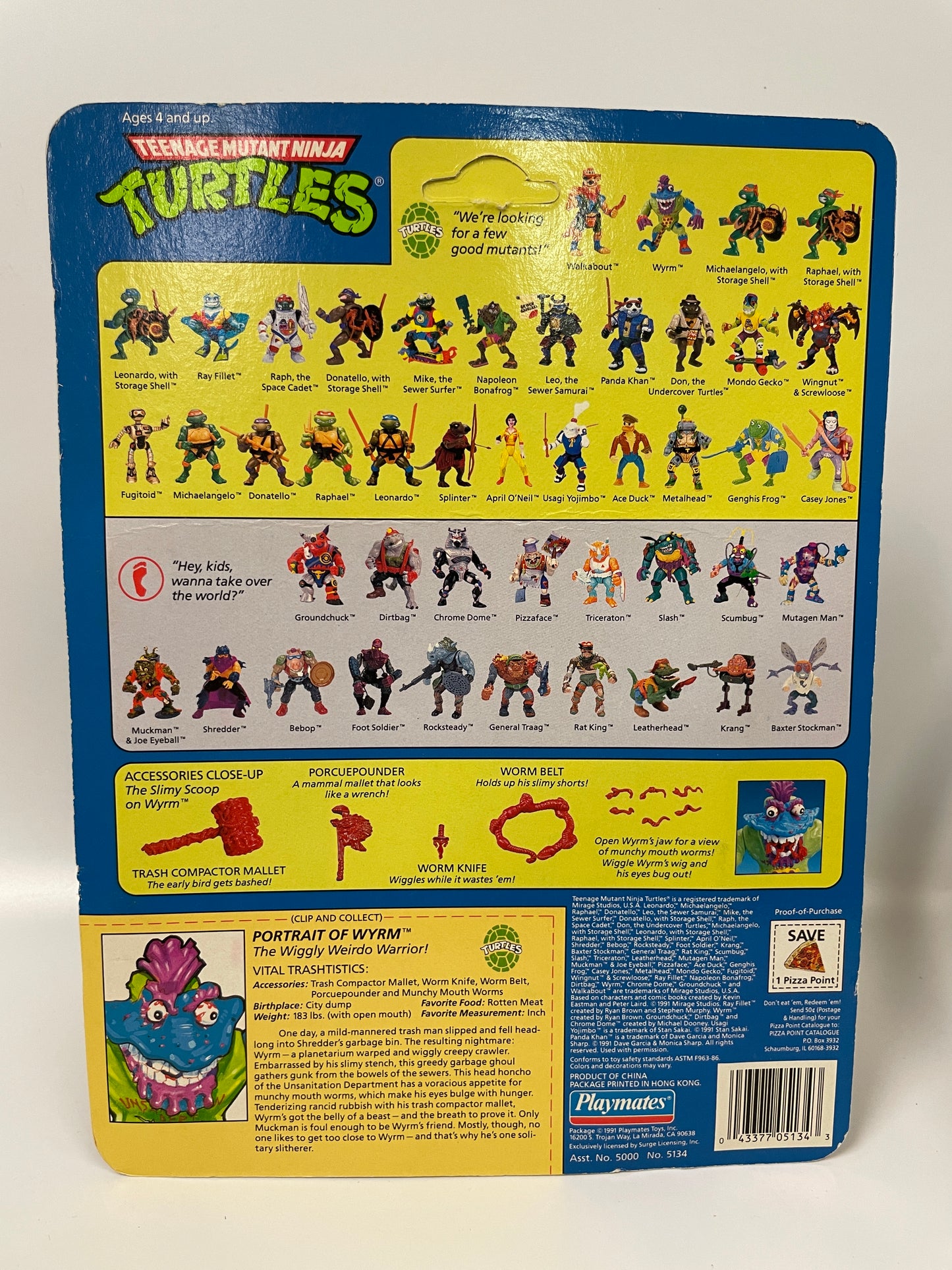 Teenage Mutant Ninja Turtles Wyrm Playmates 1991 Vintage