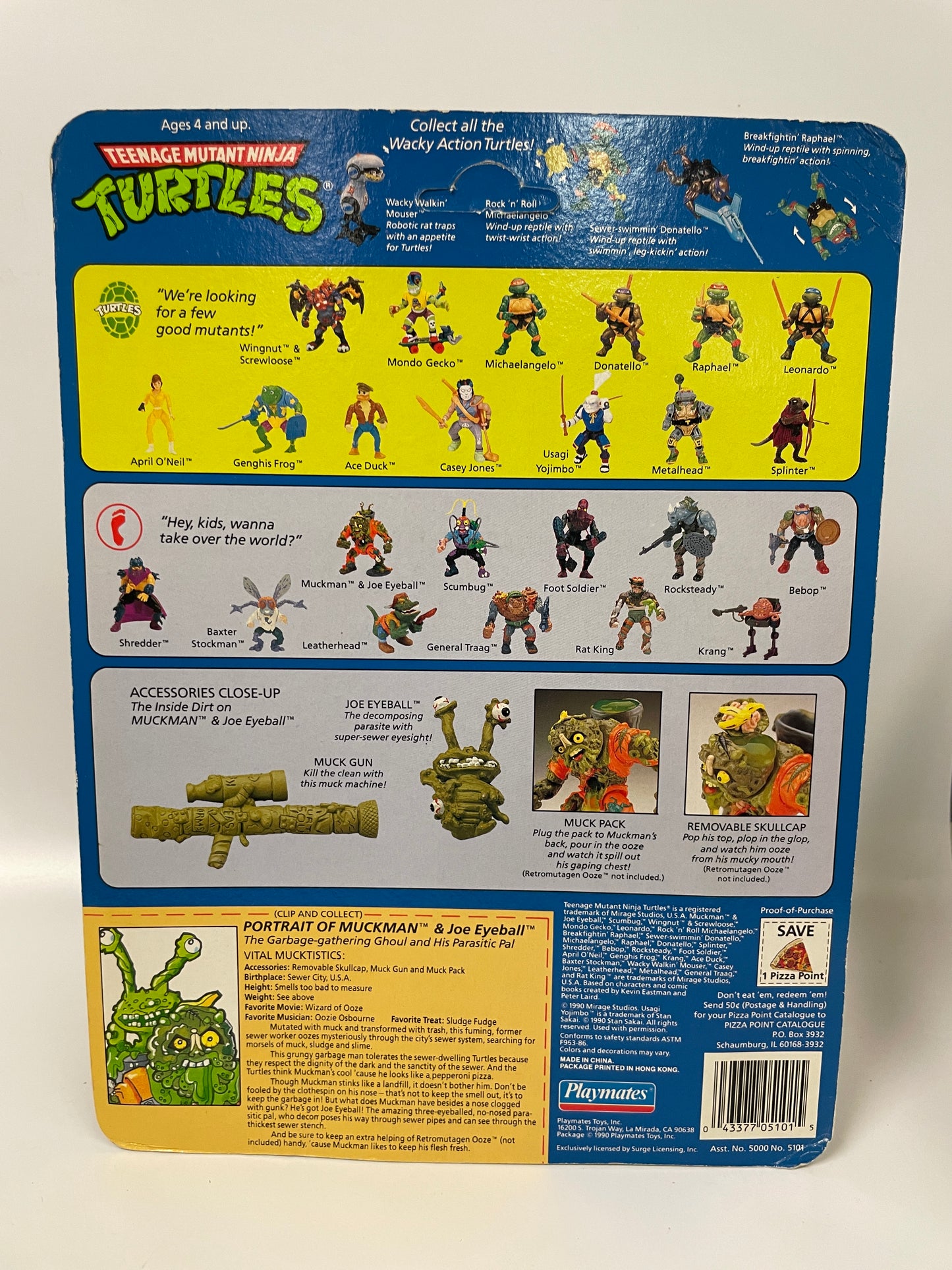 Teenage Mutant Ninja Turtles Muckman & Joe Eyeball Playmates 1990 Vintage