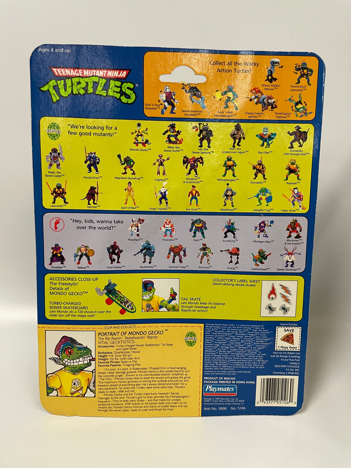 Teenage Mutant Ninja Turtles Mondo Gecko Playmates 1990 Vintage