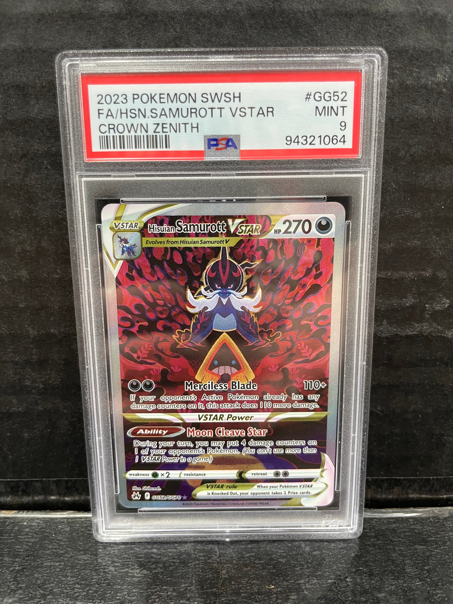 Pokemon Hisuian Samurott VStar GG52/GG70 PSA 9