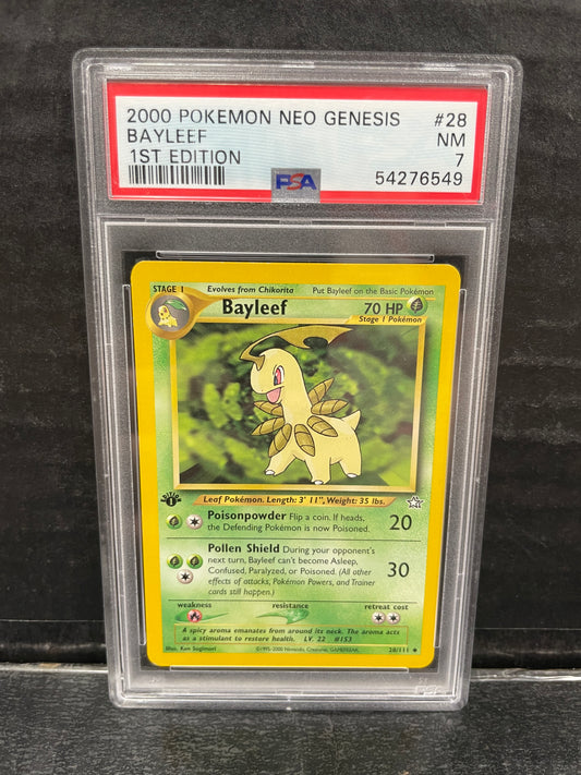 Pokemon Bayleef 28/111 1st Edition Neo Genesis PSA 7