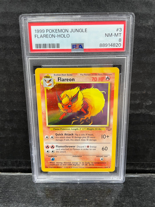 Pokemon Flareon 3/64 Jungle PSA 8