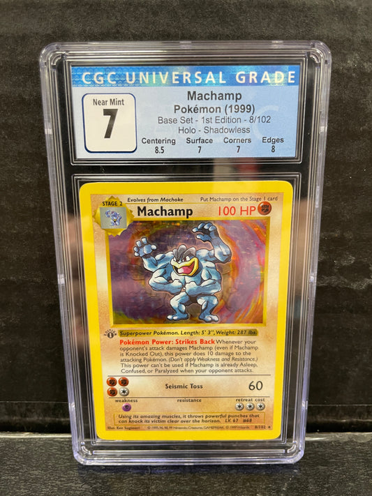 Pokemon Machamp 8/102 1st Edition Shadowless CGC 7