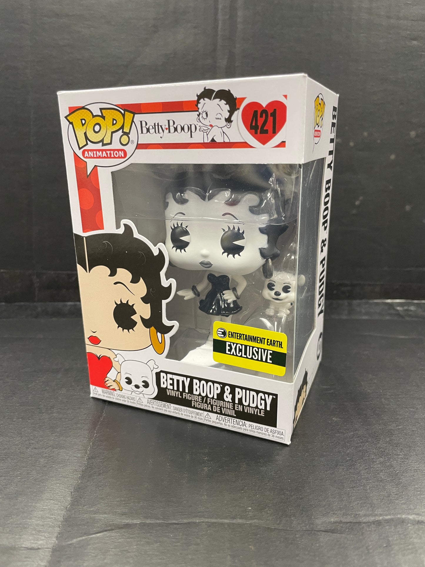 Funko Pop! Animation Betty Boop & Pudgy 421 Entertainment Earth Exclusive  Black and White (Grade A)
