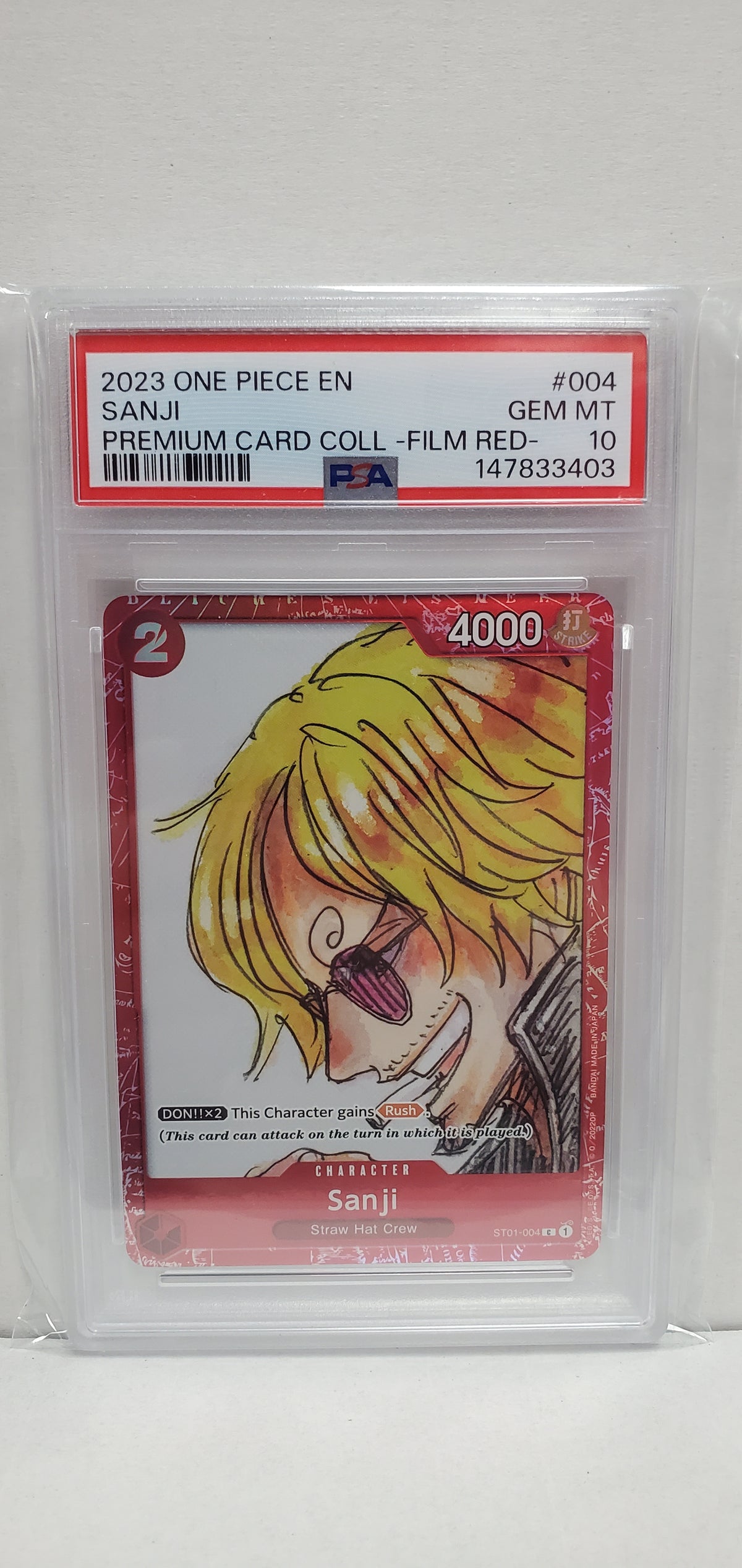 One Piece Card Game Sanji ST01-004 PSA 10