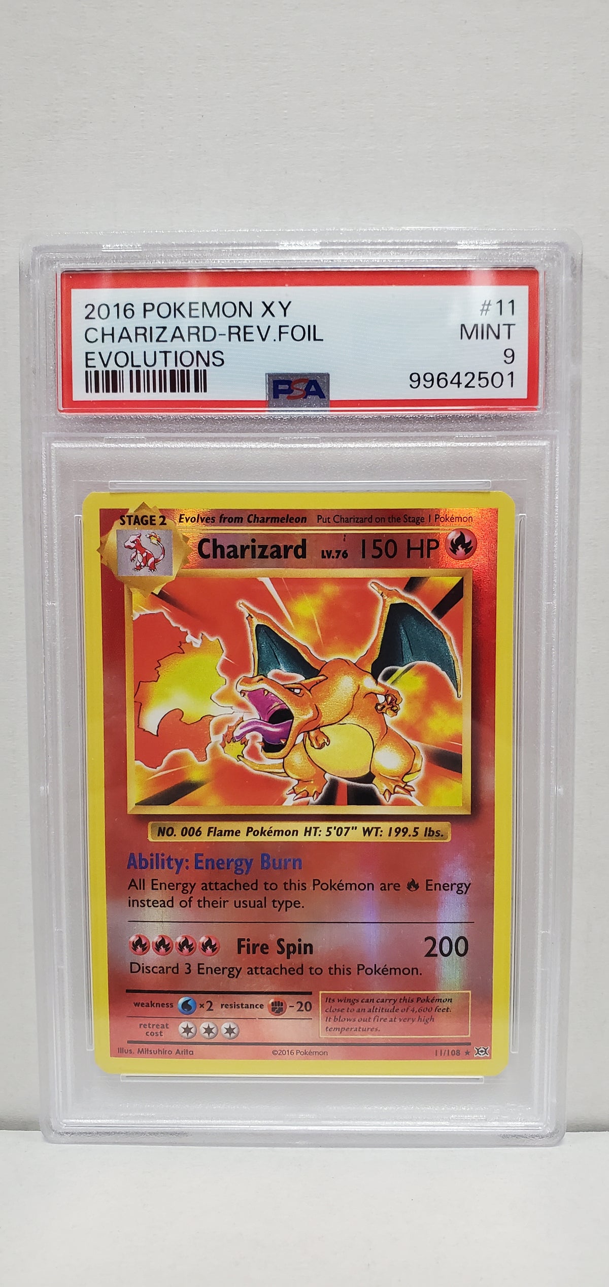 Pokemon Evolutions Charizard 11/108 Reverse FOIL (2016) PSA 9