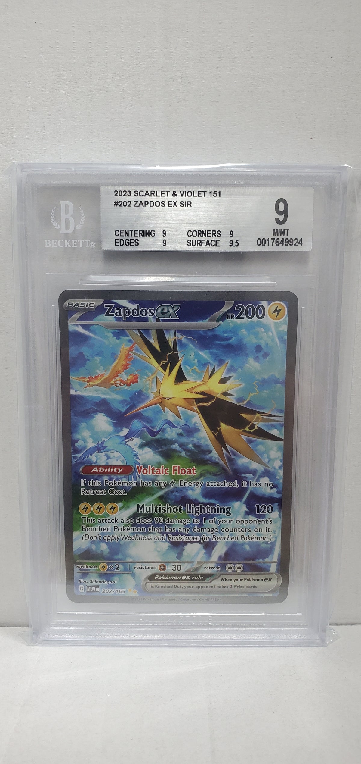 Pokemon Zapdos ex 202/165 Beckett 9