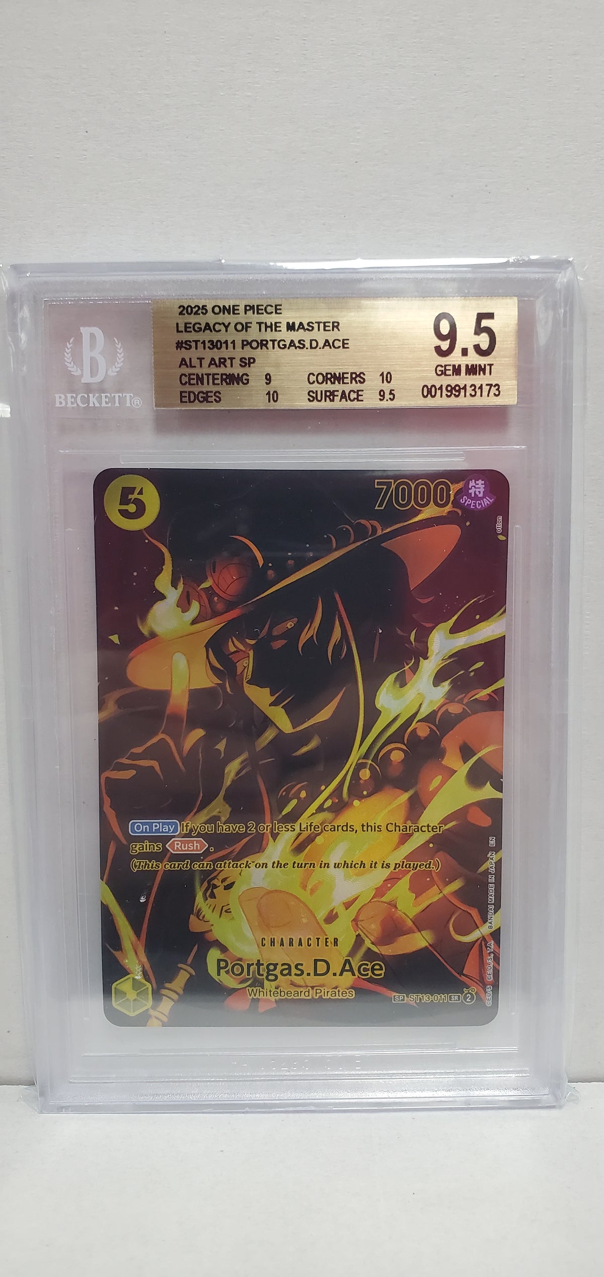 One Piece Card Game Portgas D. Ace SP ST13-011 Beckett 9.5