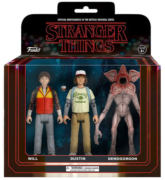 Stranger Things 3.75" Action Figure Three-Pack Will, Dustin, Demogorgon