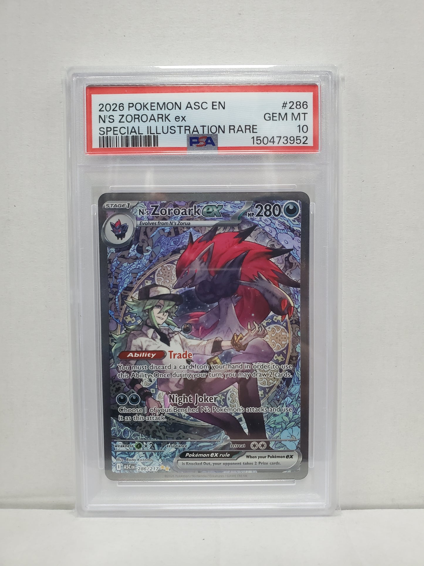 Pokemon N's Zoroark ex 286/217 PSA 10