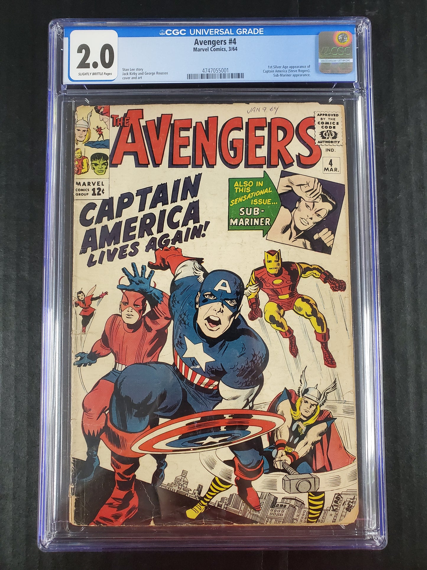 Avengers #4 (1964) CGC 2.0