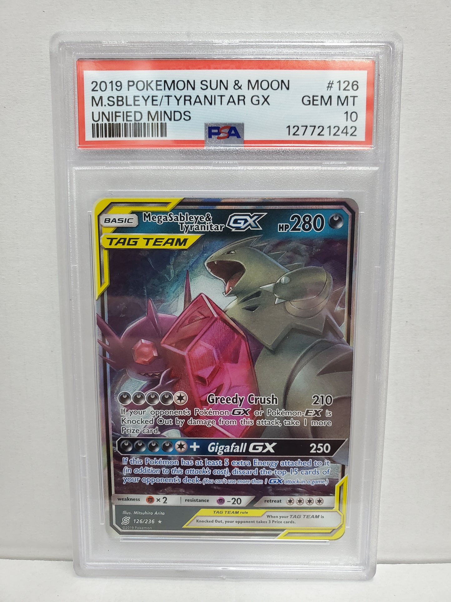 Pokemon Mega Sableye & Tyranitar GX 126/236 PSA 10