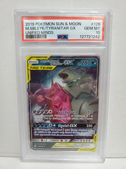 Pokemon Mega Sableye & Tyranitar GX 126/236 PSA 10