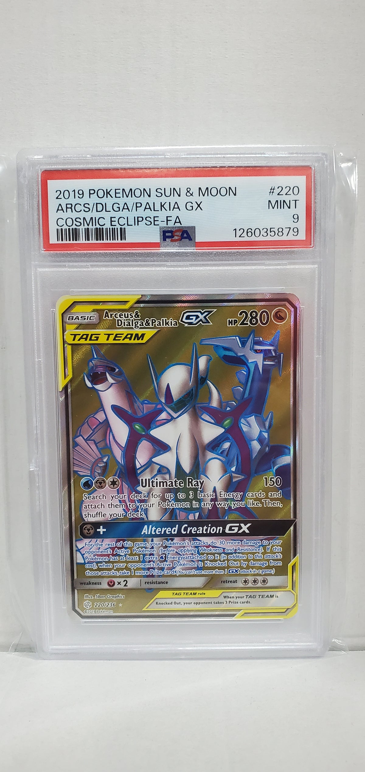Pokemon Arceus & Dialga & Palkia GX 220/236 PSA 9