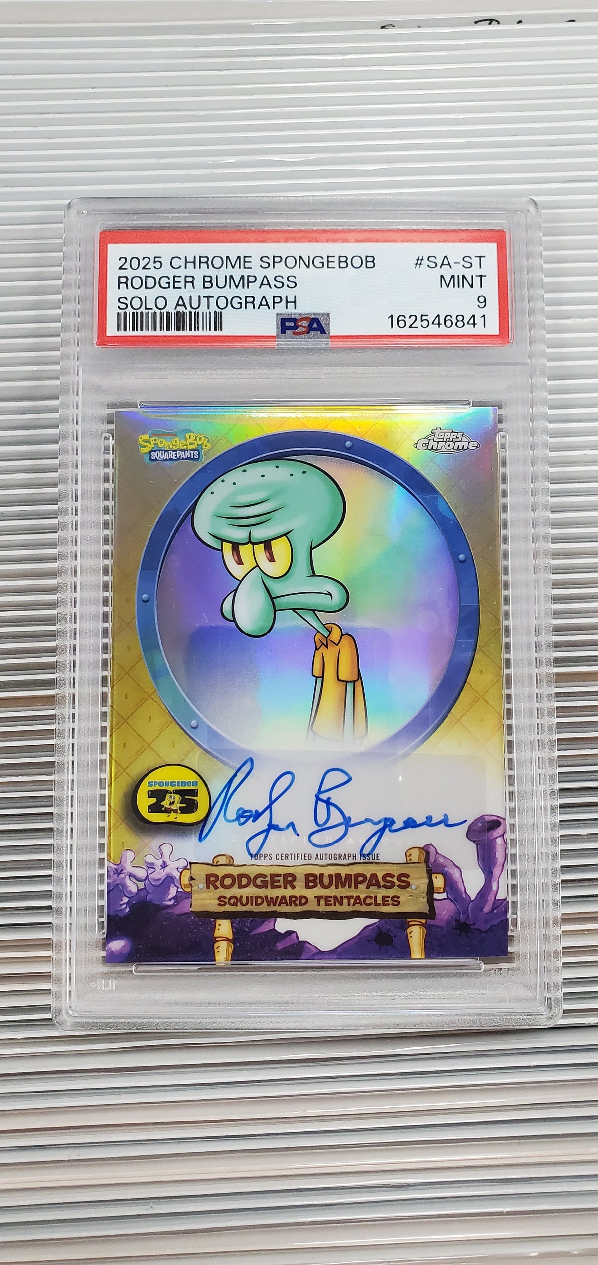 2025 Topps Chrome SpongeBob Rodger Bumpass Squidward Tentacles Autograph SA-ST PSA 9