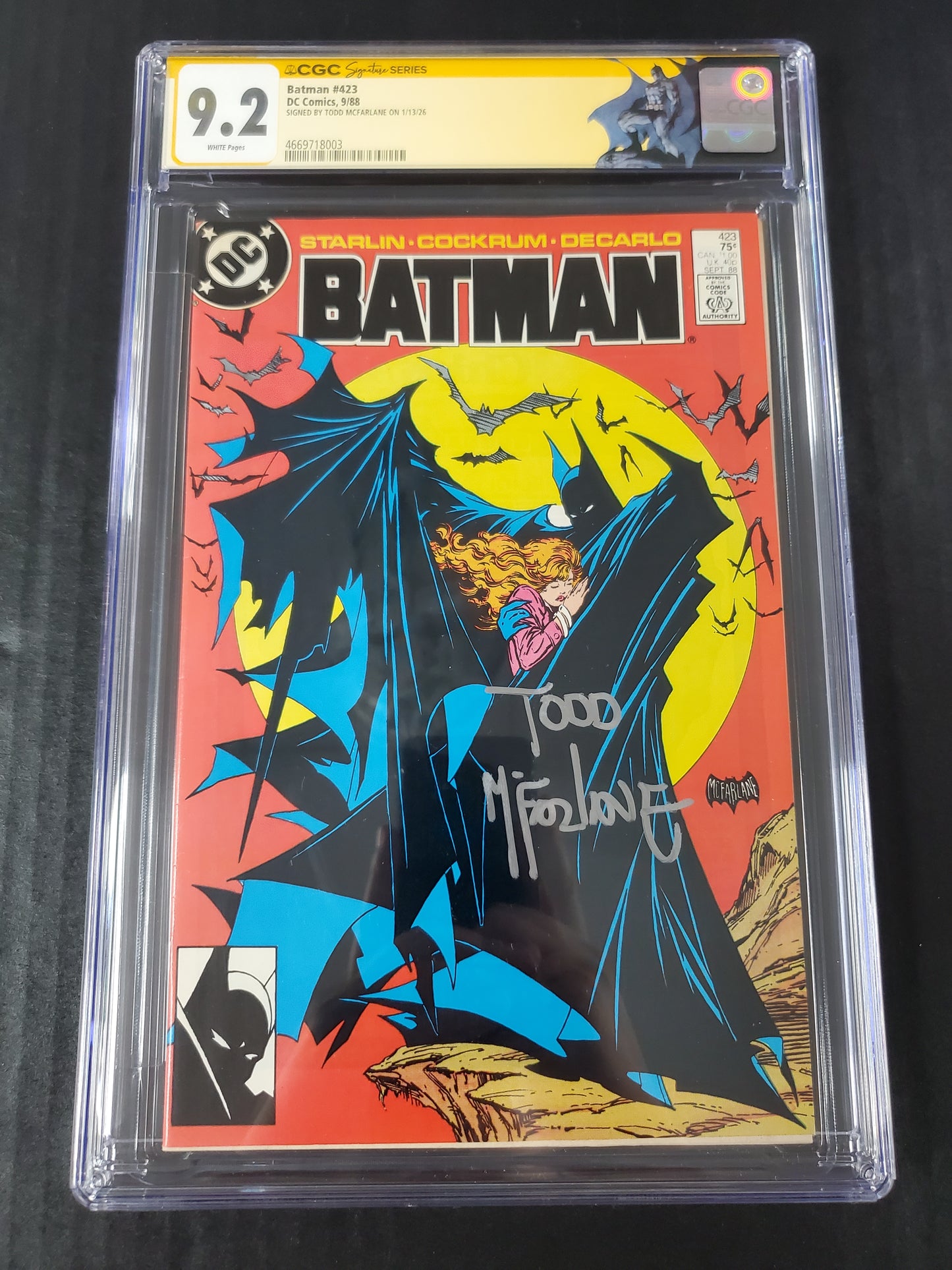 Batman #423 (1988) CGC Signature Series 9.2 Signed by Todd McFarlane