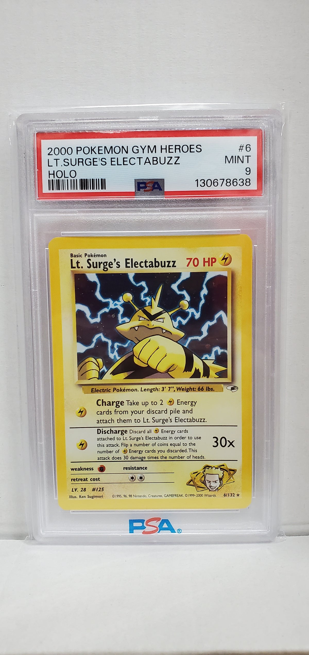 Pokemon Lt. Surge's Electabuzz 6/132 (2000) PSA 8