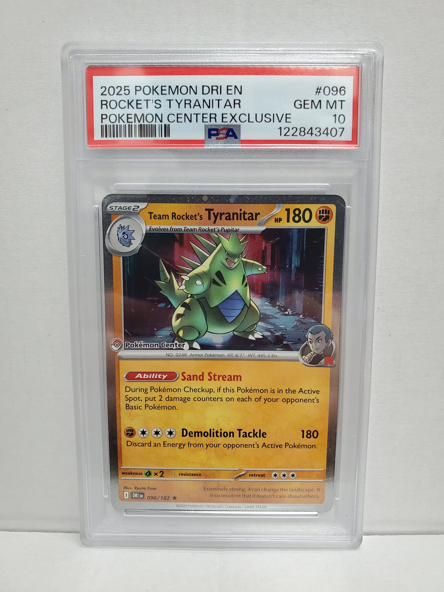 Pokemon Team Rocket's Tyranitar 096/182 (Pokemon Center) PSA 10