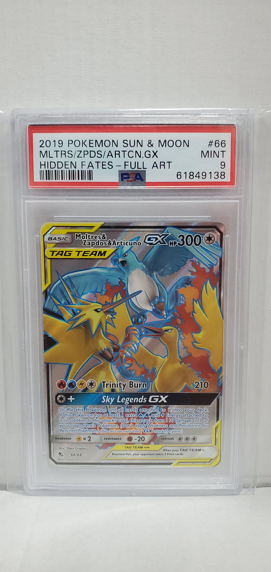 Pokemon Moltres & Zapdos & Articuno GX PSA 9