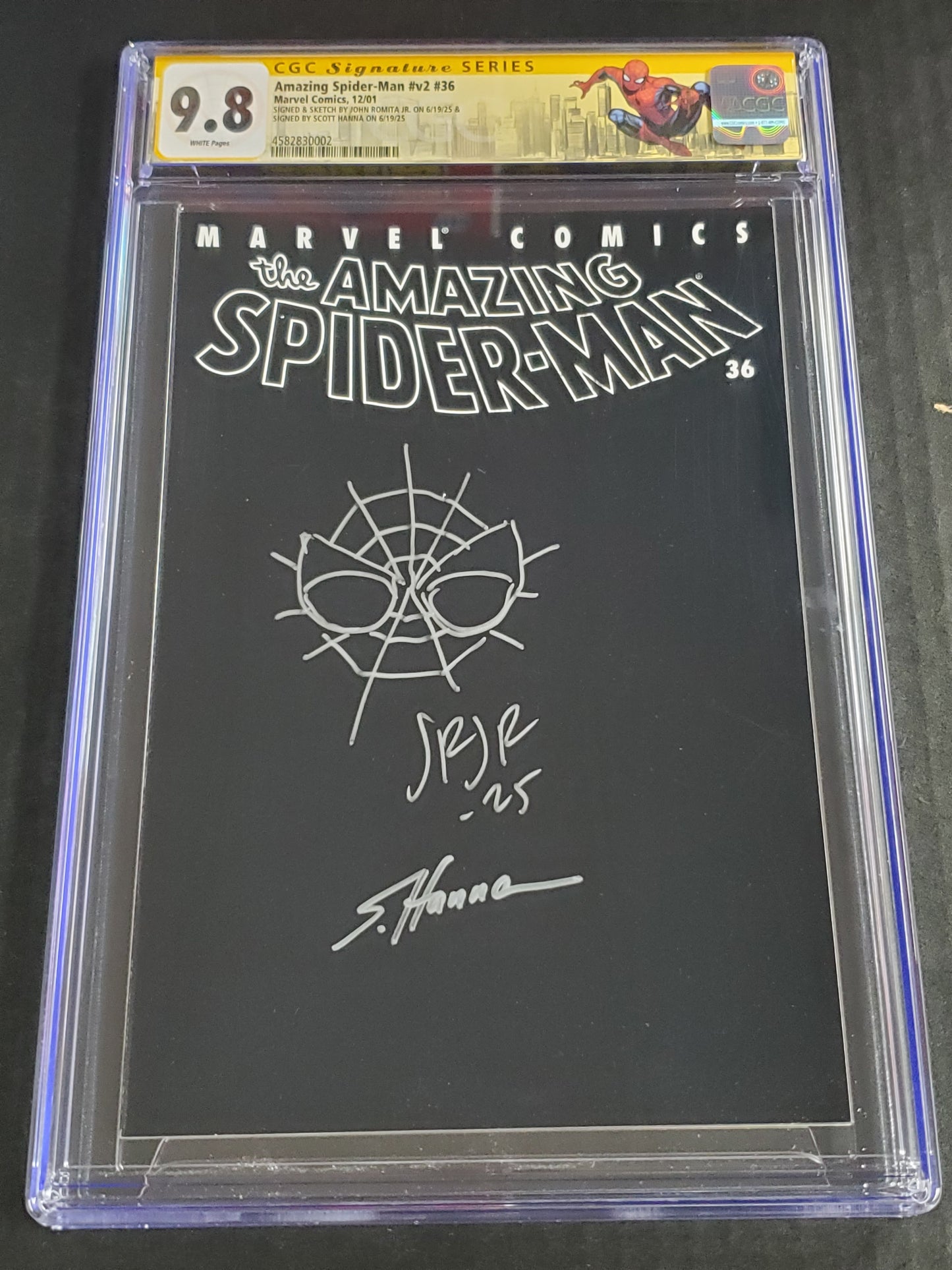Amazing Spider-Man Vol.2 #36 (2001) CGC Signature Series 9.8 Signed and Sketch by John Romita Jr./Signed by Scott Hanna