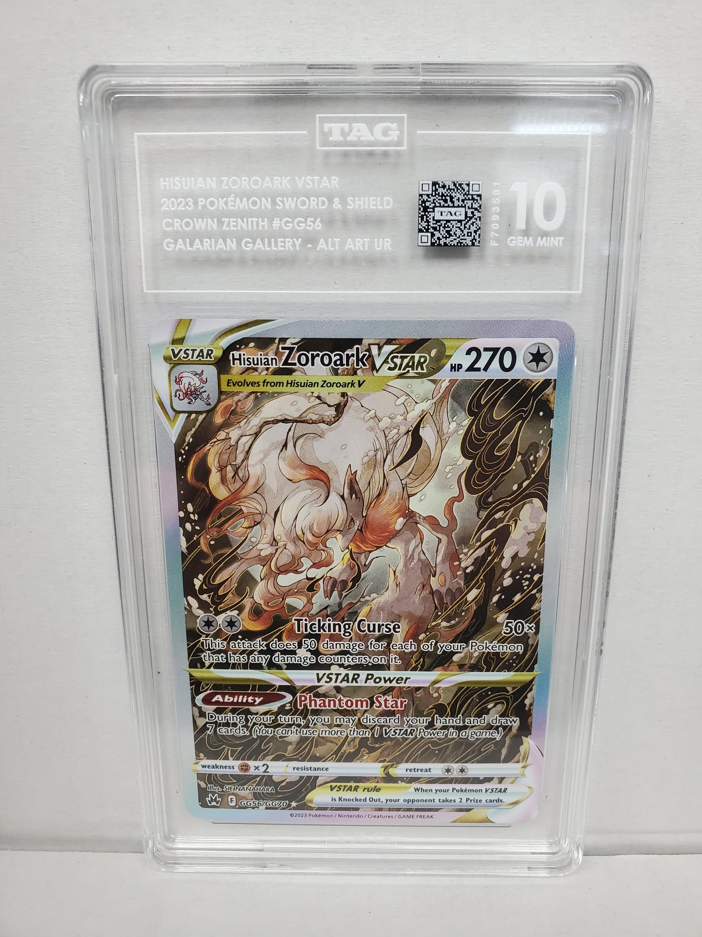 Pokemon Hisuian Zoroark VSTAR GG56/GG70 TAG 10