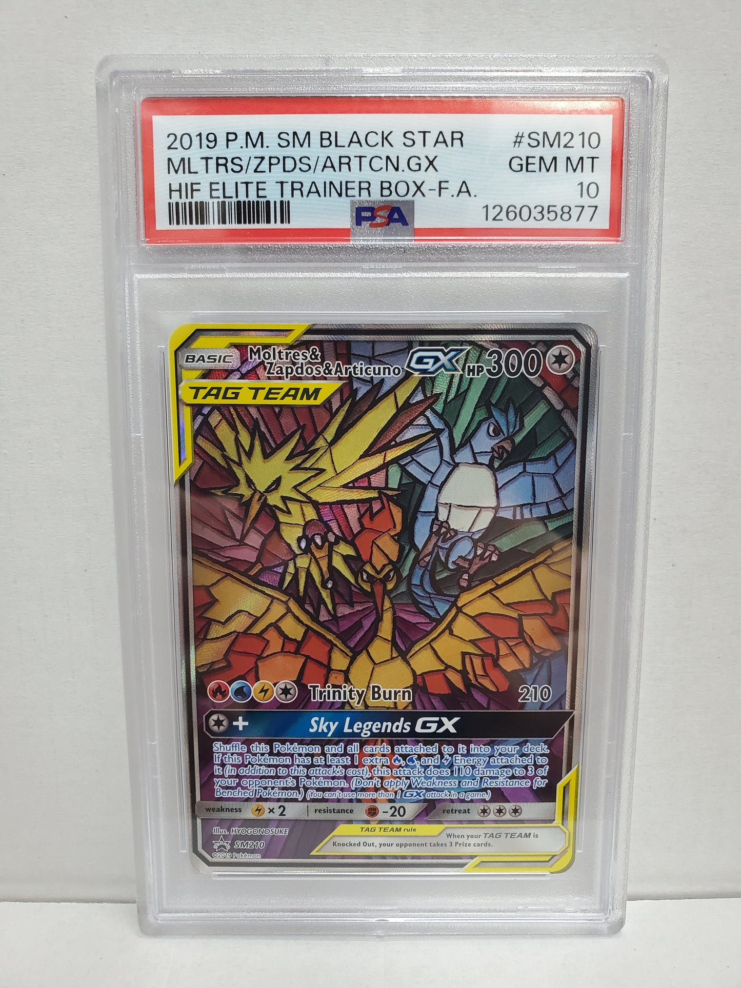Pokemon Moltres & Zapdos & Articuni GX SM210 PSA 10