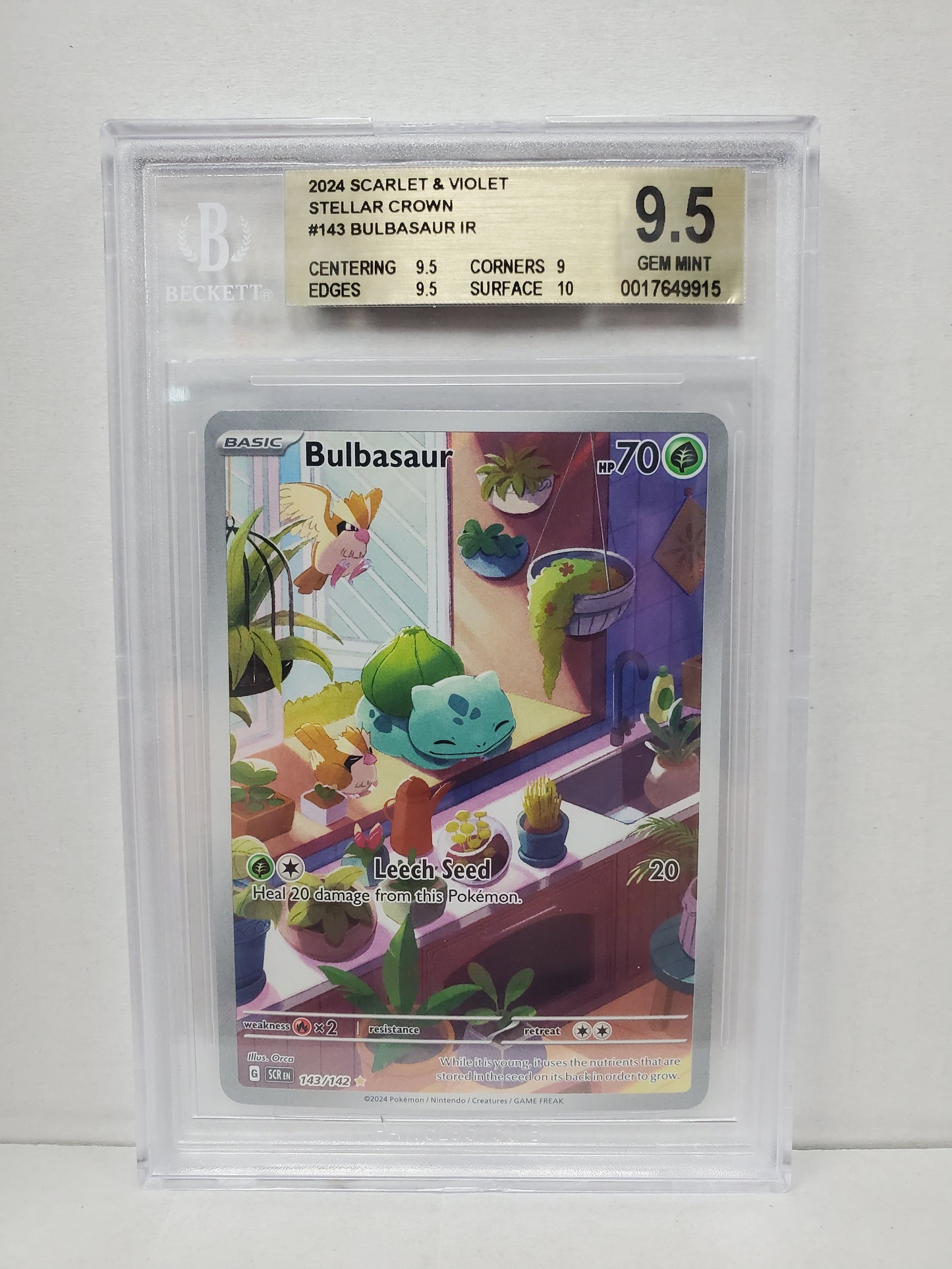 Pokemon Bulbasaur 143/142 Beckett 9.5